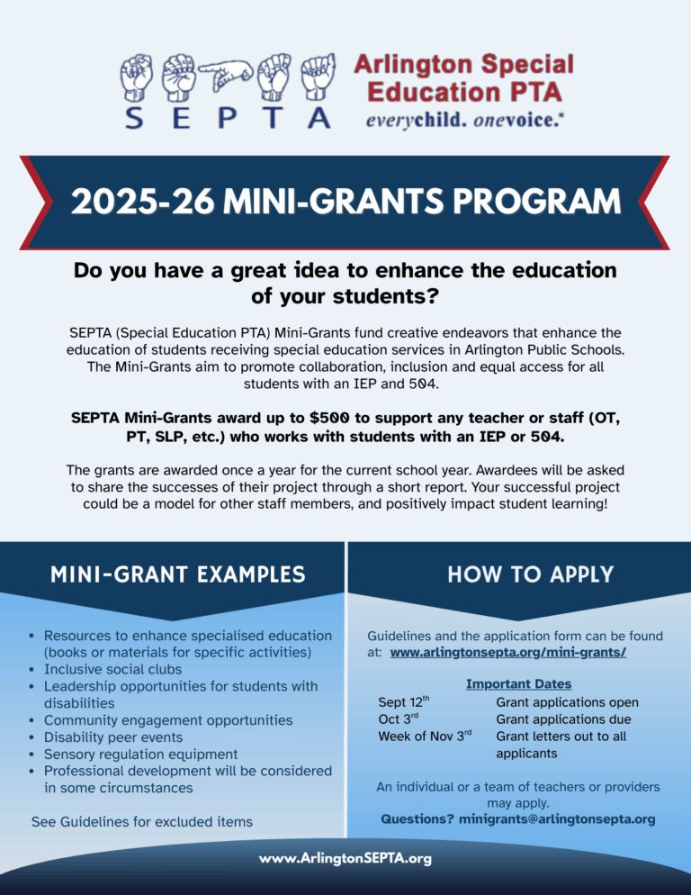 MINI-GRANTS – Arlington Special Education PTA